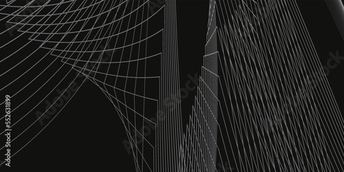 Black abstract banner background. Dark deep black dynamic vector background with wavy lines. Modern creative premium gradient.