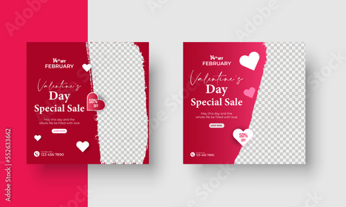 Happy Valentines day special sale  social media post collection ,or Valentines Day sale special offer, ads, post, product promotion, banners and template