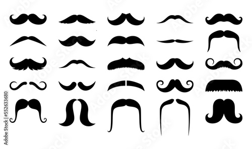 Mustache collection set isolated on white background.