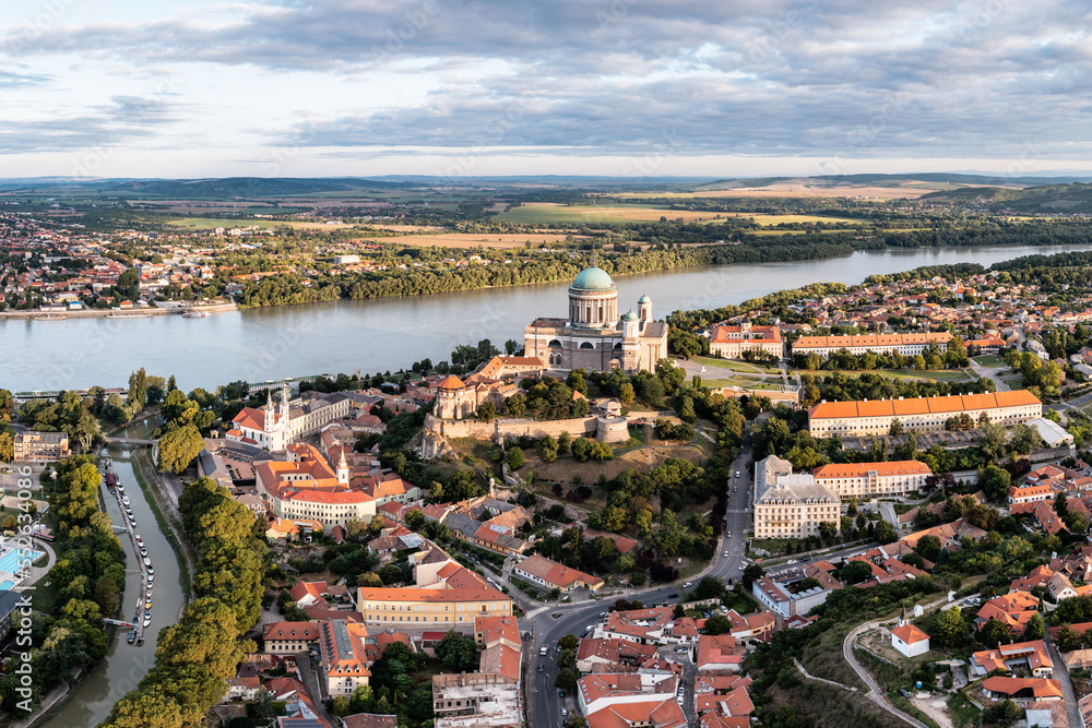 Panoramic view from Esztegom with river Danube