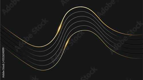 Black and gold elements background. Modern abstract background with light golden line
