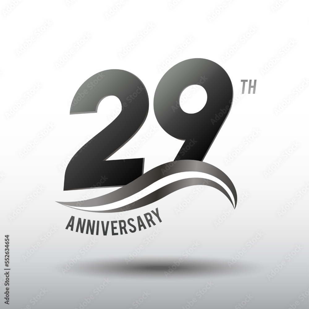29 Years Anniversary elegant swoosh Line Celebration 29 Years Anniversary elegant swoosh Line Celebration