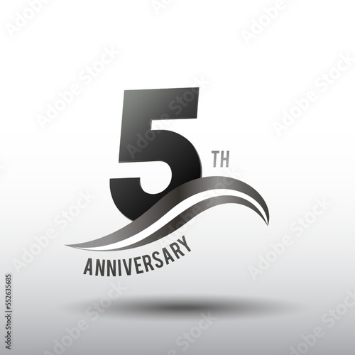 5 Years Anniversary elegant swoosh Line Celebration