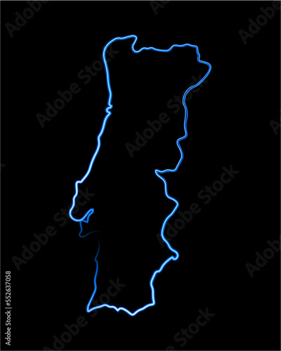Vector isolated illustration of Portugal map with neon effect.