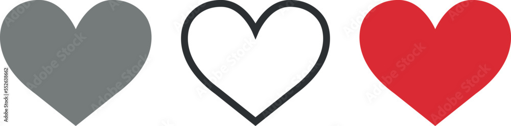 Different heart icons. Set. Simple heart shape objects. Vector art Different heart icons. Set. Simple heart shape objects. Vector art