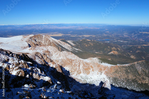 Looking north from the top of Pikes Peak with Mt Evans in the background photo