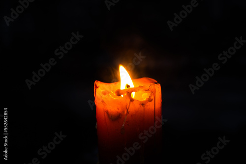 Burning Old Candle. Energy supply problems. Saving electricity concept. Increase in energy bill prices. Cold winter. War in Ukraine. No electricity, blackout concept.