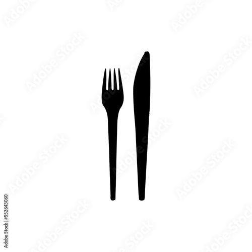 Fork and knife icon. Simple style food restaurant poster background symbol. Fork and knife brand logo design element. Fork and knife t-shirt printing. vector for sticker.
