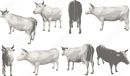 set of animals white background cow design collection.