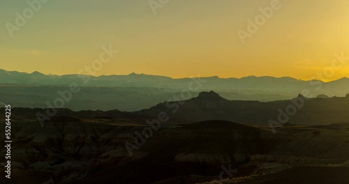 Earth Forest Geopark at sunrise in Zhada County, Tibet photo