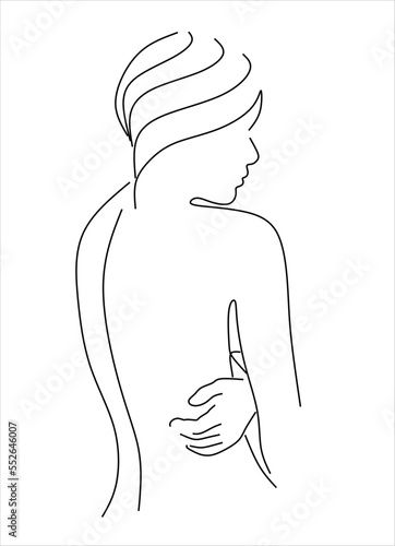 Female body line drawing. Female figure creative modern abstract line drawing. Vector minimalist design for wall art, print, card, poster.
