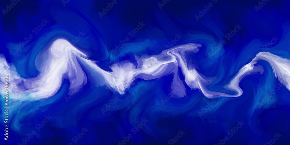 abstract blue background with white smoke like smoke in the middle