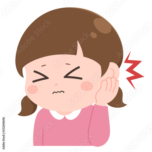 中耳炎の症状_耳が痛い女の子のイラスト