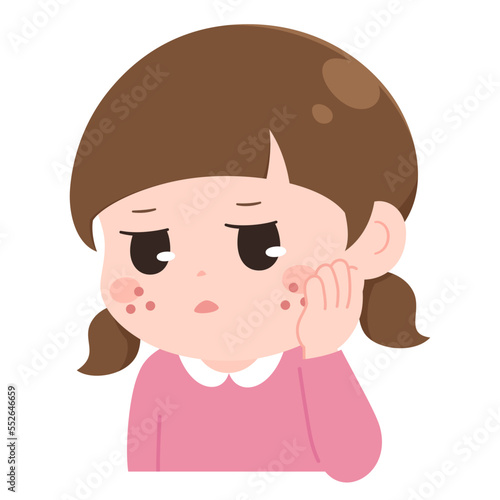 お肌を気にする女の子のイラスト
