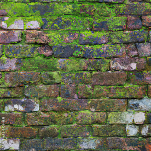 Mossy Stone Brick Wall / Moss And Stone Brick Background Image / Eco-Friendly Wall Digital Art