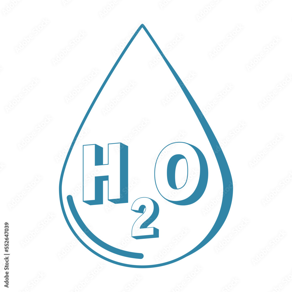H2O, Water drop icon isolated on background. line style design for infographic banner and website design. logo vector illustration. H2O, Water drop icon isolated on background. line style design for infographic banner and website design. logo vector illustration.