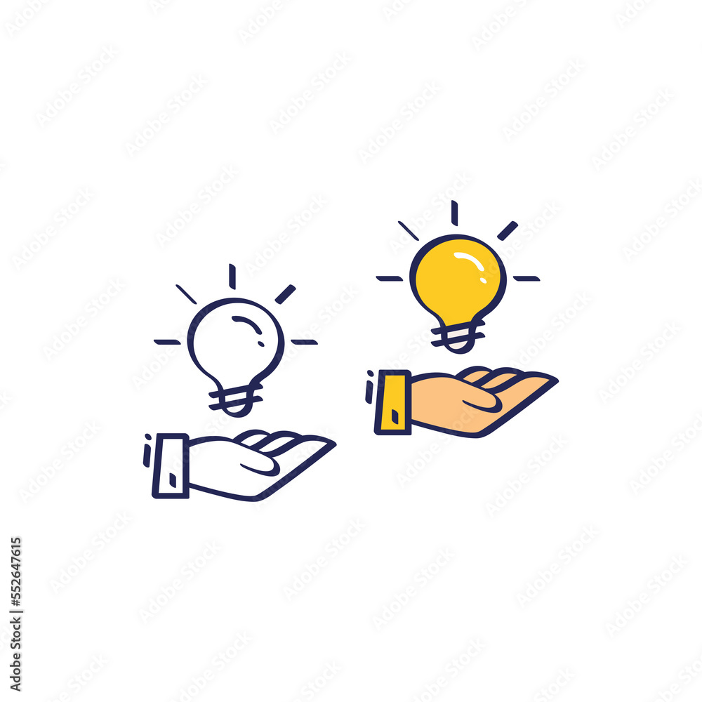 Hand holding light bulb icon doodle drawing cartoon vector illustration Hand holding light bulb icon doodle drawing cartoon vector illustration