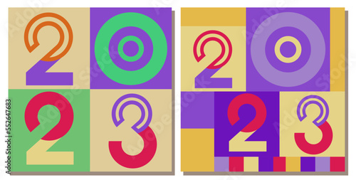 2023 Bew Year numbers geometric abstract colorful New Year