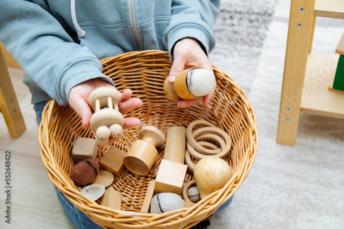 Close up of montessori toys photo