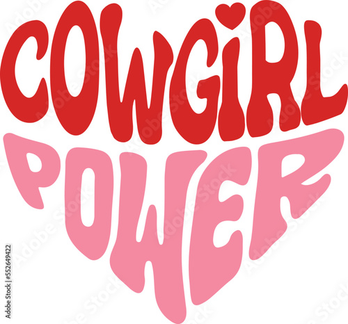 Cowgirl power in the shape of a heart. Art, design, illustration for T-shirt printing, poster, badge wild west style, American western.