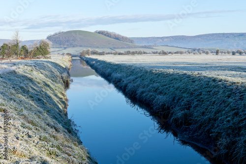 Winter landscape in the Cheddar Valley and Mendip Hills Somerset photo