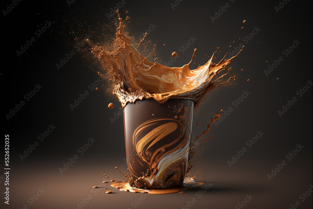 Paper Splashed Coffee Hot takeaway morning coffee in cardboard paper cup. Coffee to go ...