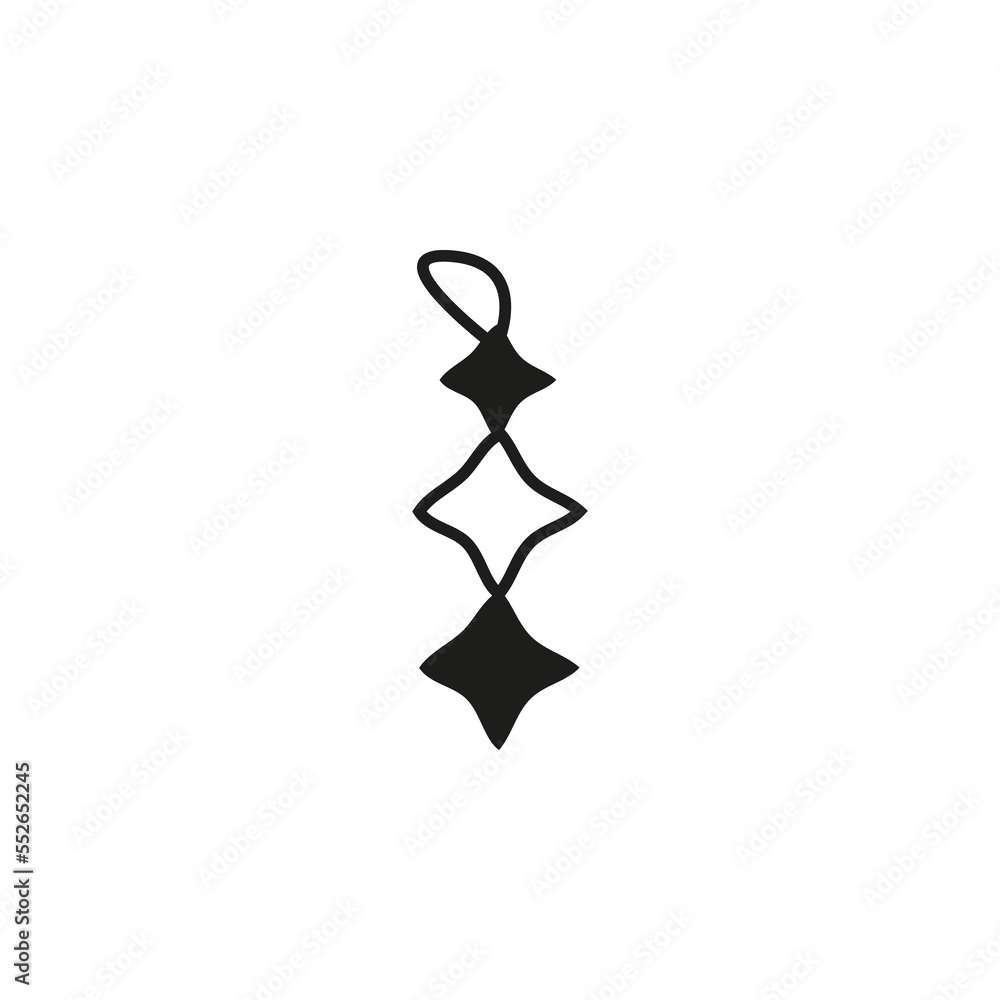 Christmas toy with stars. Vector outline doodle black and white design. Png with transparent background Christmas toy with stars. Vector outline doodle black and white design. Png with transparent background