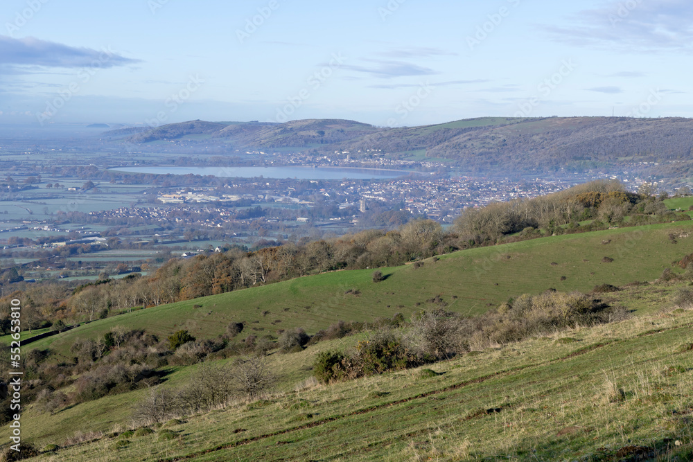Winter view over the Cheddar Valley from Draycott Sleights in the Mendip Hills Winter view over the Cheddar Valley from Draycott Sleights in the Mendip Hills