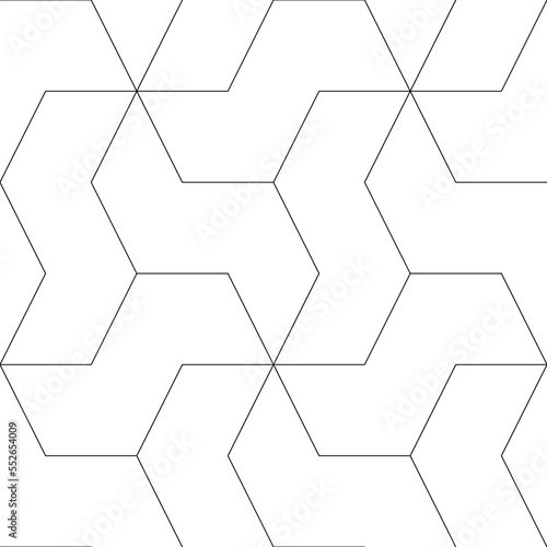 Seamless mosaic pattern. Zigzag figures ornament. Repeated puzzle shapes background. Logic game motif. Tiles wallpaper. Parquet backdrop. Digital paper, web design, textile print. Vector.