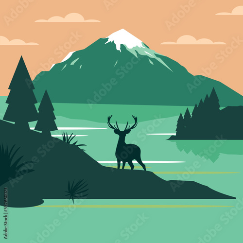 National Park landscape illustration background. suitable for poster design  travel poster  postcard  art print