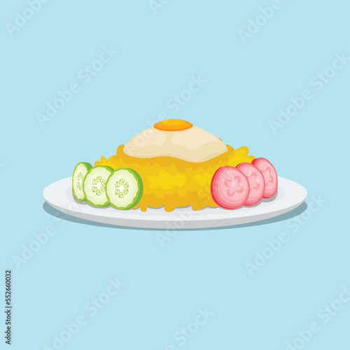 Fried Rice Indonesia Food. Design with cartoon.