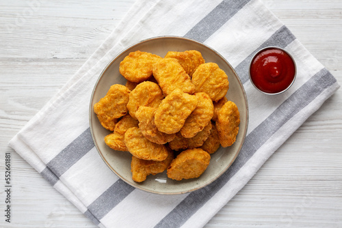 Quadro em tela Homemade Chicken Nuggets with Ketchup, top view