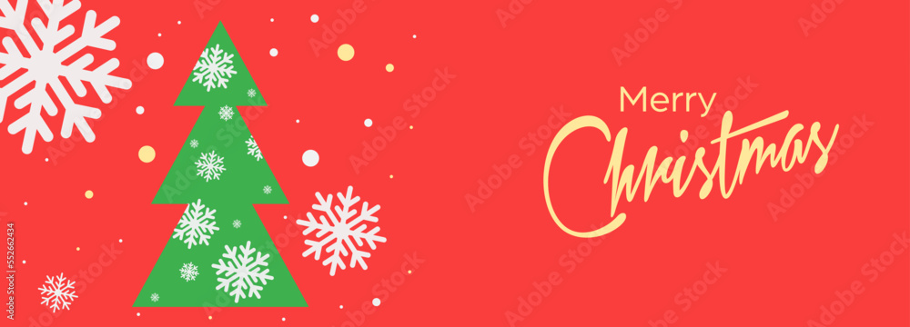 Merry Christmas. Template for greetings, banners, posters, postcards and holiday invitations. Modern design with a New Year and Christmas creative tree