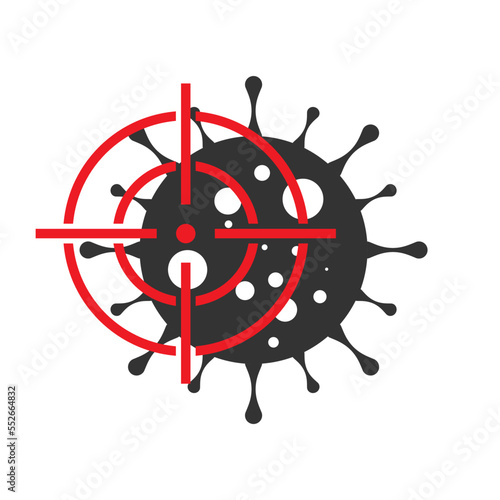 Crosshair icon with a virus. Aiming on a virus icon. Vector illustration.