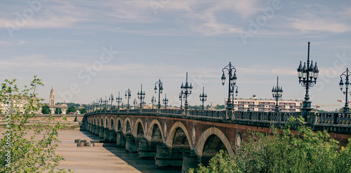 Bordeaux, France. View of Pont de Pierre, from the historic centre looking at La Bastide quarter. photo
