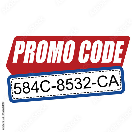 Promo code or coupon code label on white
