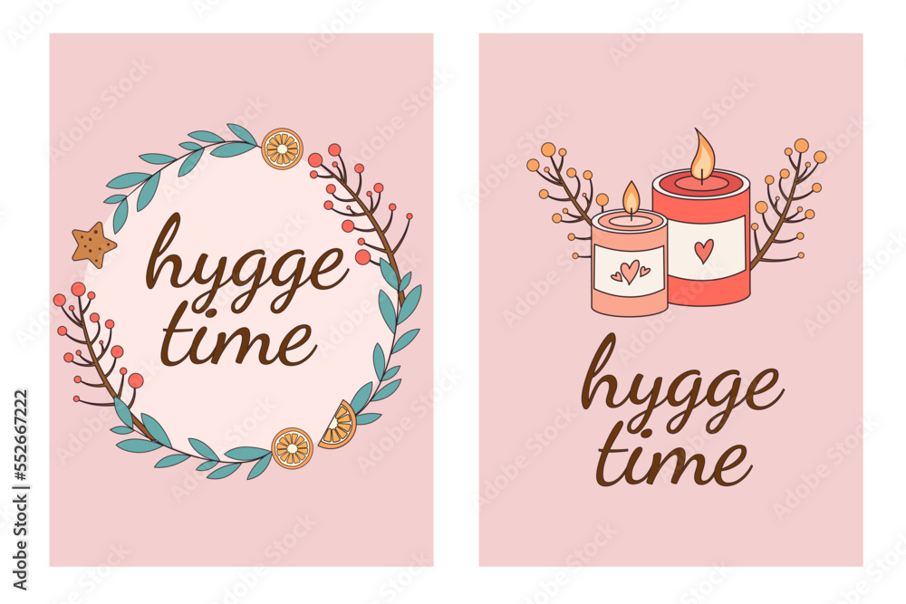 Naklejka premium Scandinavian hygge style card set for you posters and banners