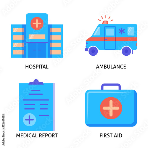 Ambulance and hospital icon set