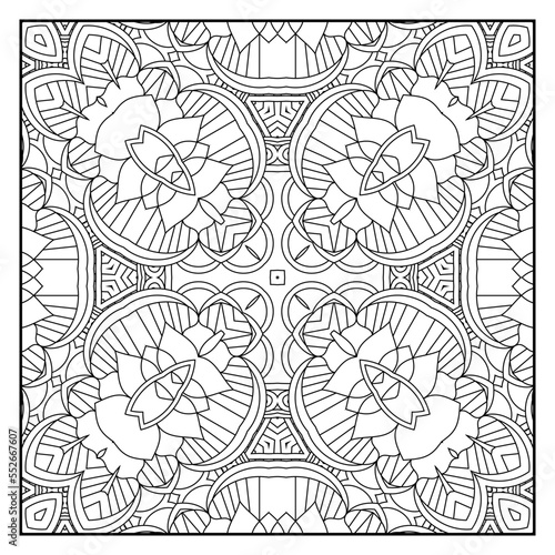 Mandala coloring page for adults. Mandala background. Mandala pattern coloring page. Hand drawn mandala pattern background. Vector black and white coloring page for coloring book.