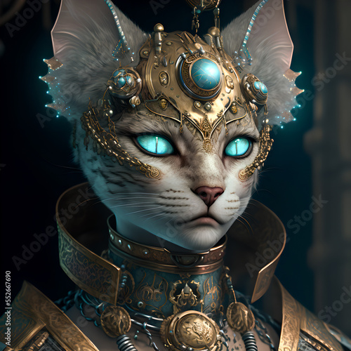 A proud red cat in steampunk style.