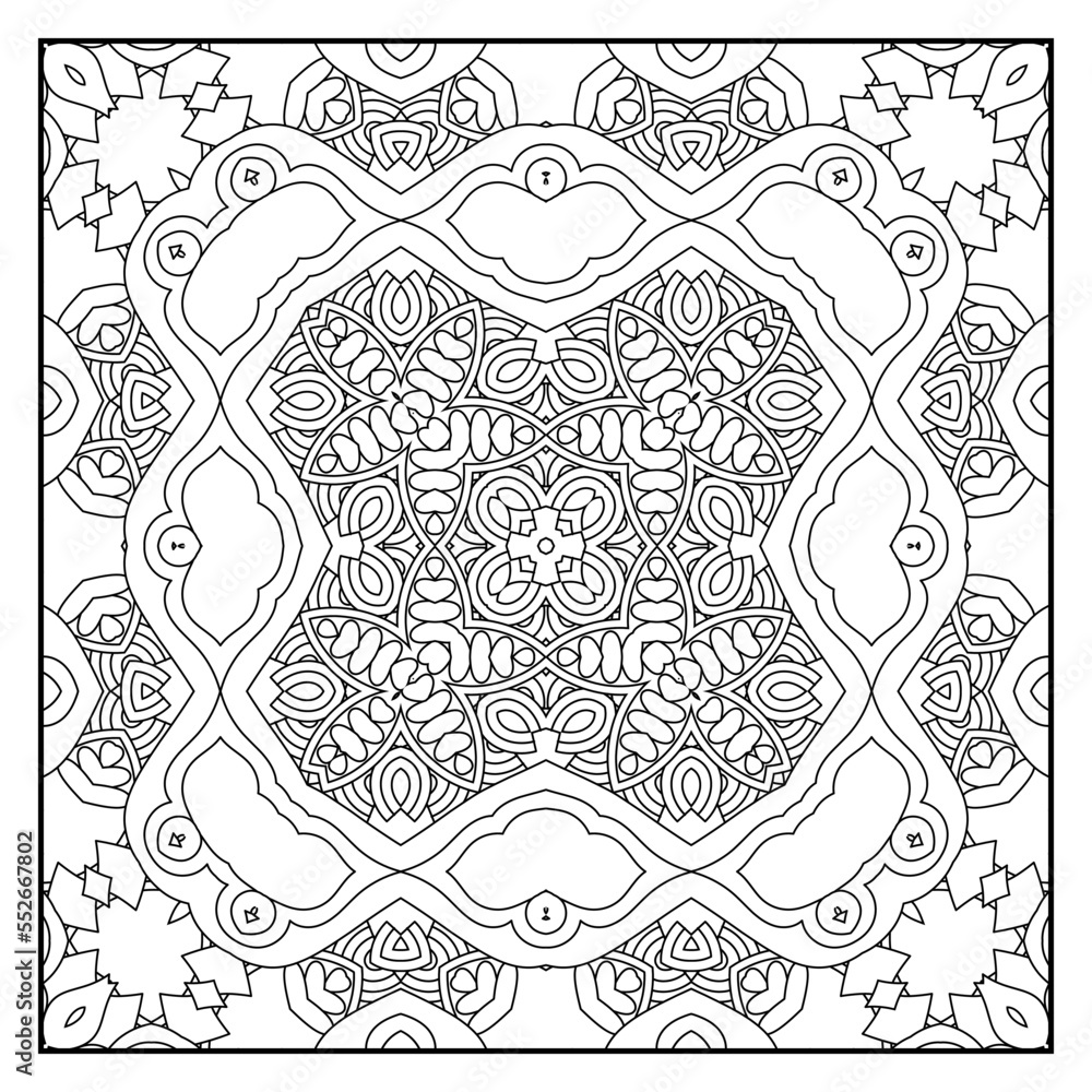 Mandala coloring page for adults. Mandala background. Mandala pattern coloring page. Hand drawn mandala pattern background. Vector black and white coloring page for coloring book.