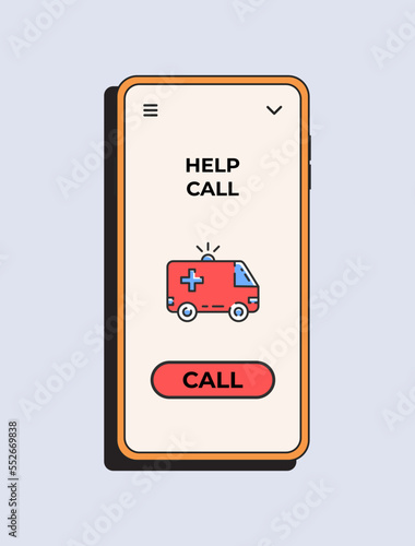 Health app. Call help health in your phone. Online tele medicine flat concept. Medical consultation. Vector illustration
