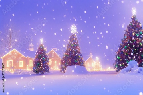 snowy winter town during christmas landscape