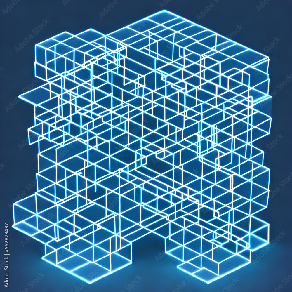 Hypercube Neonlight Generative AI