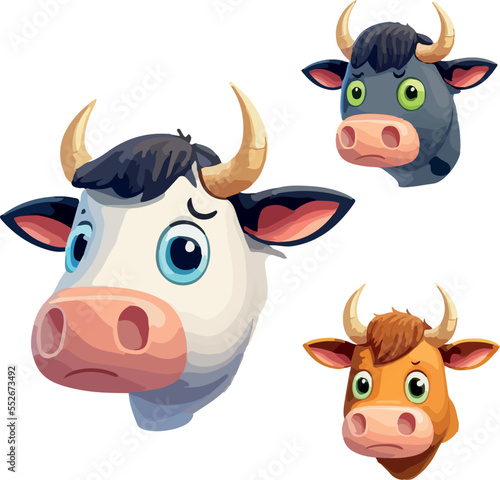 Set of cow heads