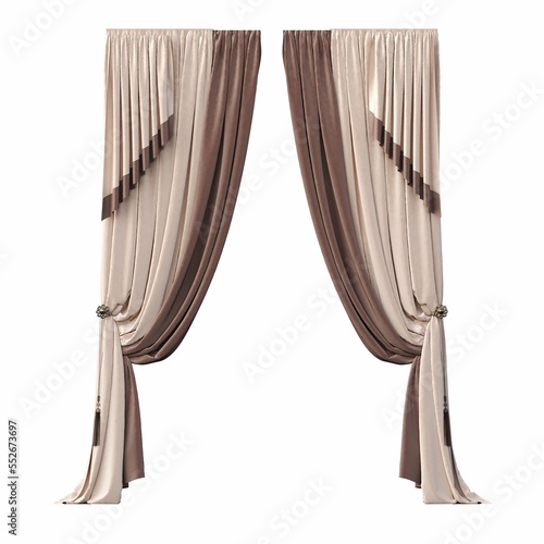 curtain isolated on white background  3D illustration  cg render 