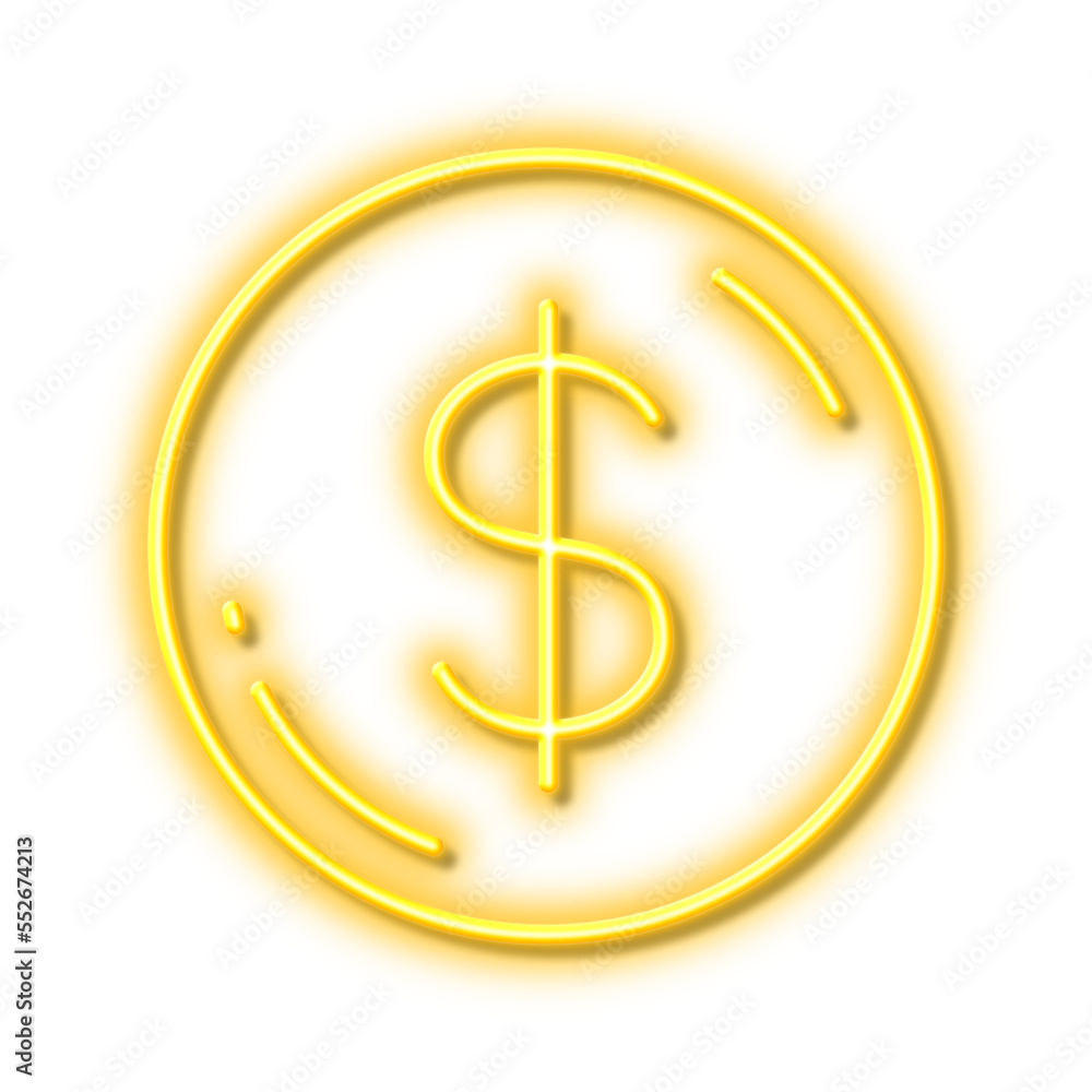 Dollar money line icon. Usd currency sign. Neon light effect outline icon. Dollar money line icon. Usd currency sign. Neon light effect outline icon.
