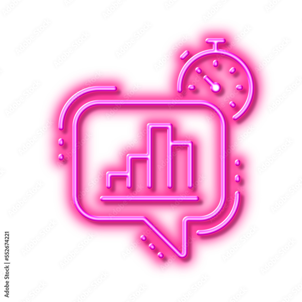 Diagram chart line icon. Statistics timer sign. Neon light effect outline icon. Diagram chart line icon. Statistics timer sign. Neon light effect outline icon.