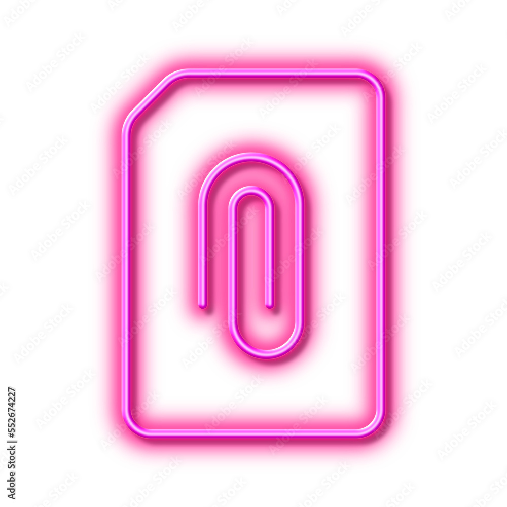 Attach Document line icon. File sign. Neon light effect outline icon. Attach Document line icon. File sign. Neon light effect outline icon.