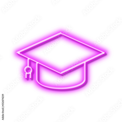 Graduation cap line icon. Education sign. Neon light effect outline icon.